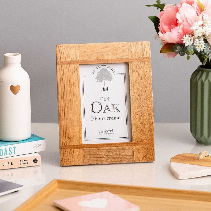 Photo Frames | Transomnia Transomnia Inlay Oak 6X4 Wooden Photo Frame