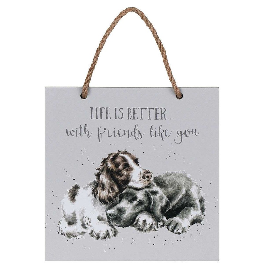 Plaques & Signs | Wrendale Wrendale 'Life Is Better' Dogs Wooden Plaque