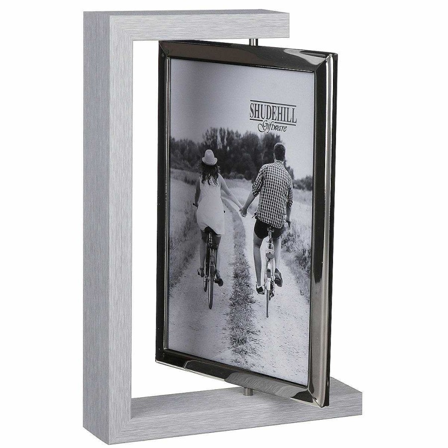 Photo Frames | Shudehill Shudehill Grey Wood Look 5X7 Rotating Portrait Photo Frame