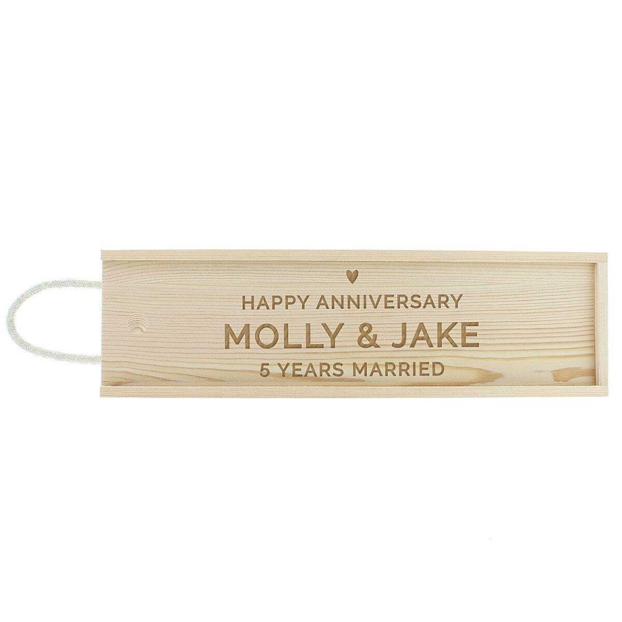 Keepsake Boxes | Temptation Gifts Personalised Love Heart Wooden Wine Bottle Box