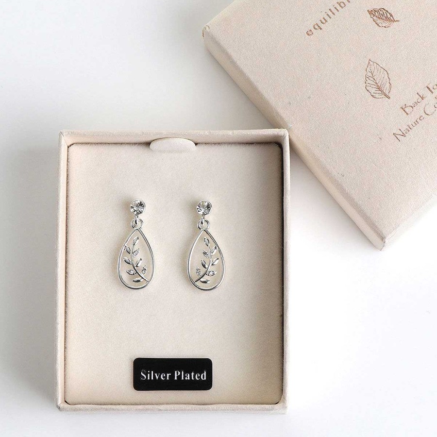 Earrings | Equilibrium Equilibrium Silver Plated Back To Nature Fern Teardrop Earrings