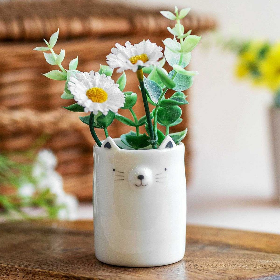 Flower Vases | East of India East Of India Round Animal Cat Pot