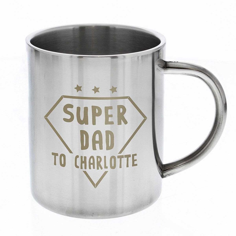 Personalised / Experience | Temptation Gifts Personalised Super Dad Stainless Steel Mug