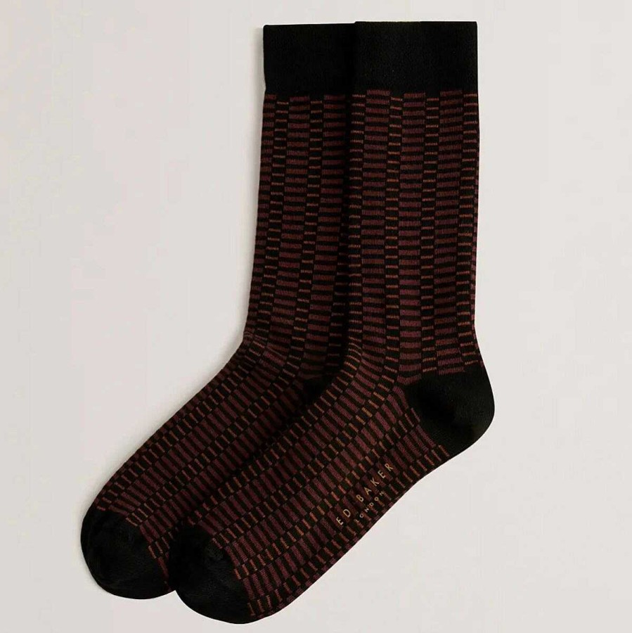 Socks | Ted Baker Ted Baker Sokkone Brown Patterned Men'S Crew Socks