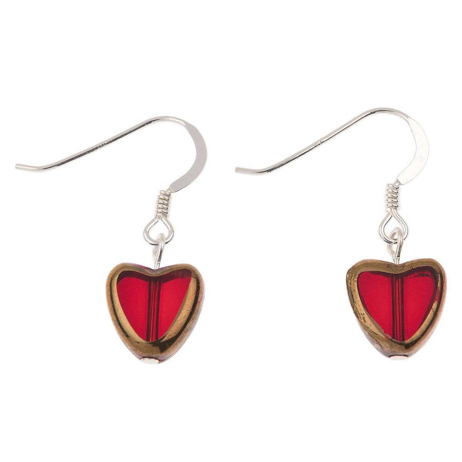 Earrings | Carrie Elspeth Carrie Elspeth Red Gold Edged Hearts Earrings