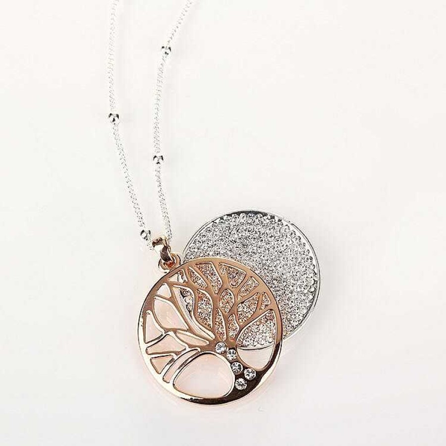 Necklaces | Equilibrium Equilibrium Rose Gold Filigree Disk Long Necklace