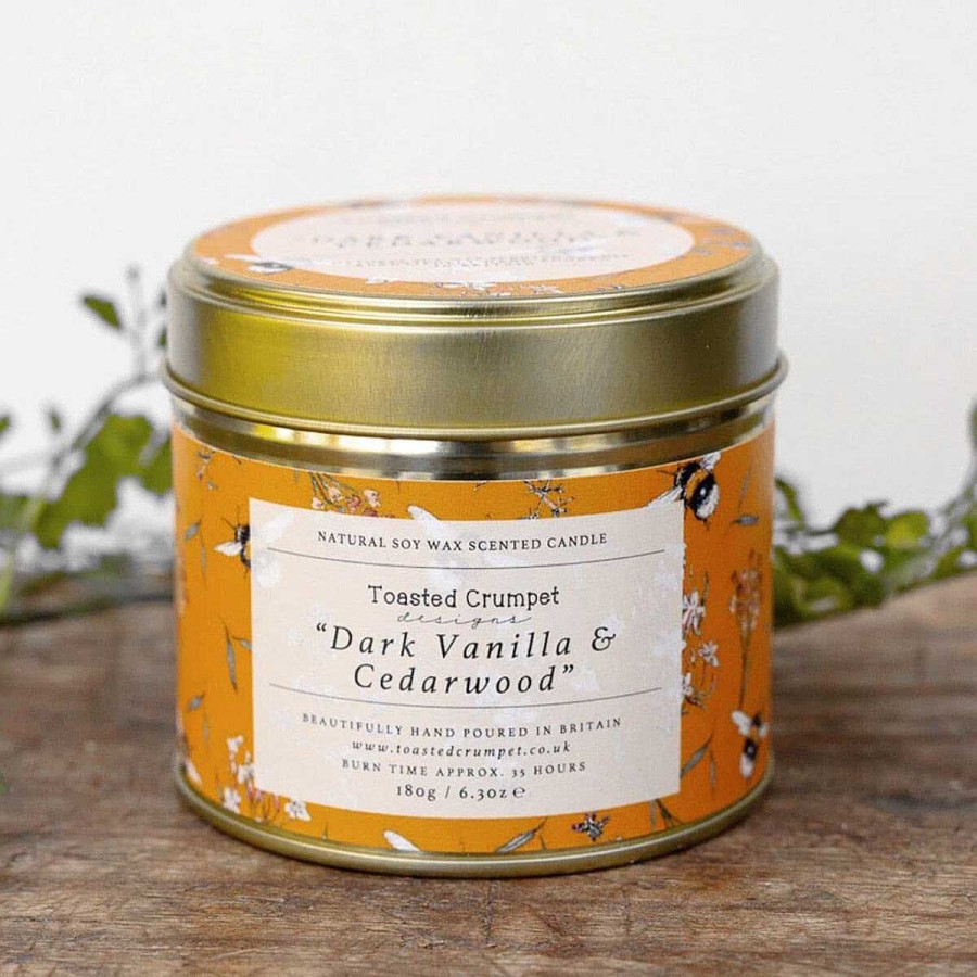 Tin Candles | Toasted Crumpet Toasted Crumpet Dark Vanilla & Cedarwood Tin Candle