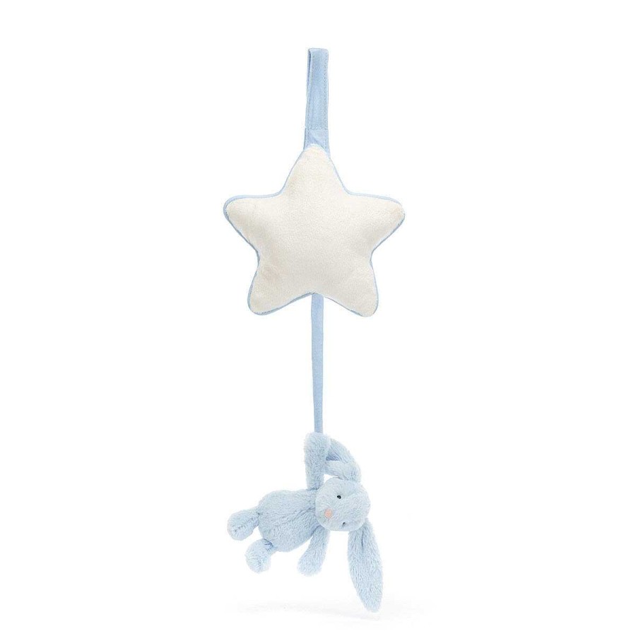 Baby Safe Toys | Jellycat Jellycat Bashful Blue Bunny Musical Pull