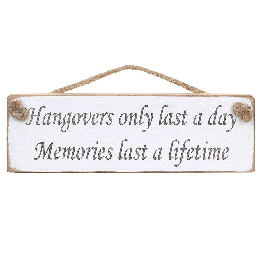 Plaques & Signs | Austin Sloan Austin Sloan 'Hangovers Only Last A Day' White Wooden Sign