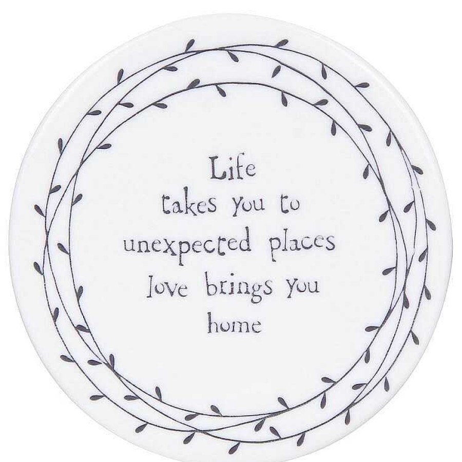 Coasters & Placemats | East of India East Of India Life Takes You Porcelain Leaf Coaster