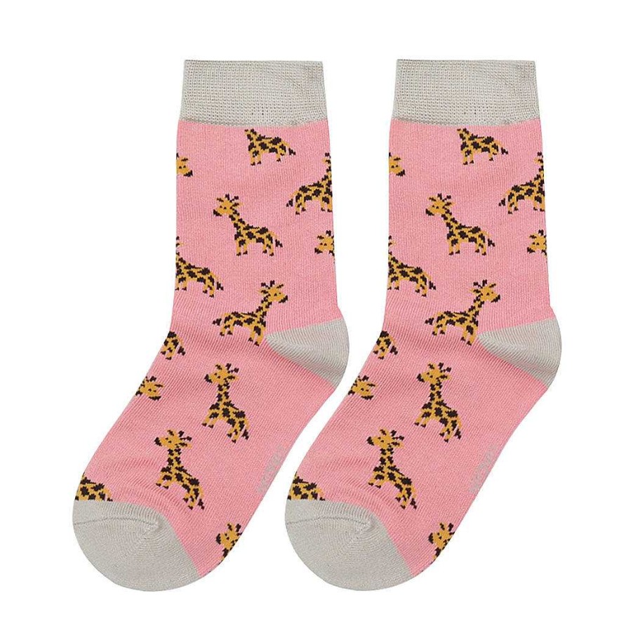 Fashion & Jewellery | Miss Sparrow Miss Sparrow Light Pink Giraffes Girls Bamboo Socks