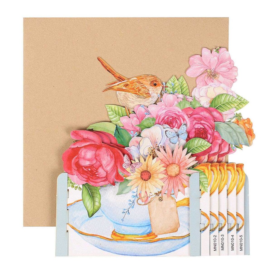 Floral Cards | Alljoy Design Alljoy Design Teacup Flower And Bird Greetings 3D Pop Up Card