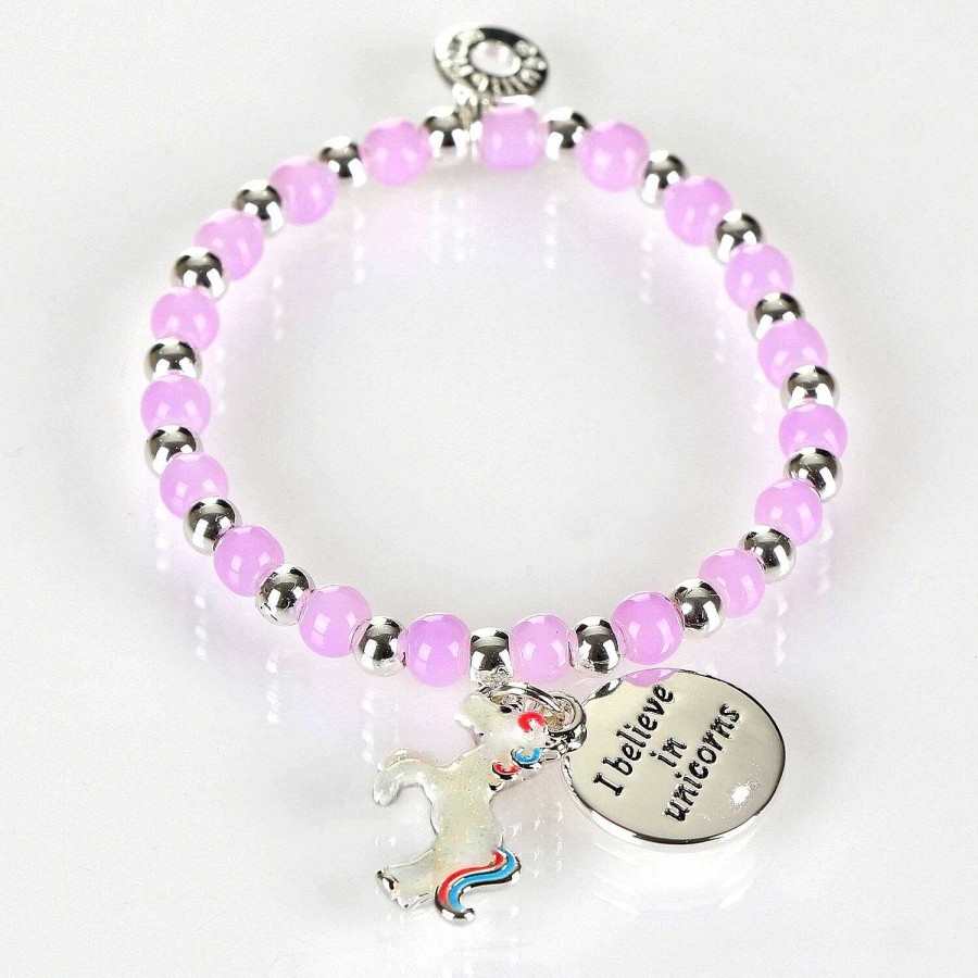 For Little Girls | Equilibrium Equilibrium Girls Silver Plated Purple Mystical Bead Bracelet