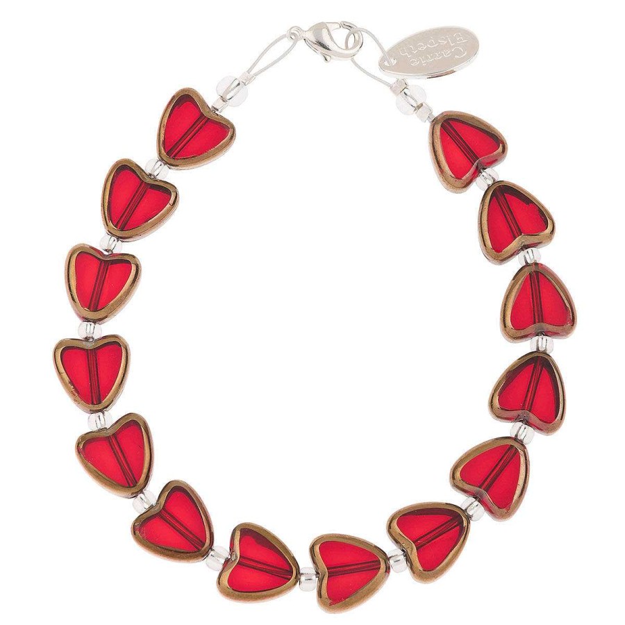 Bracelets | Carrie Elspeth Carrie Elspeth Red Gold Edged Hearts Bracelet