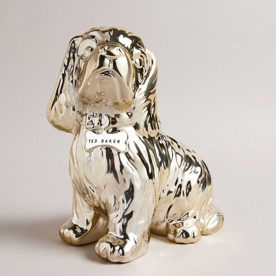 Money Pots | Ted Baker Ted Baker Havierr Metallic Gold Dog Money Box