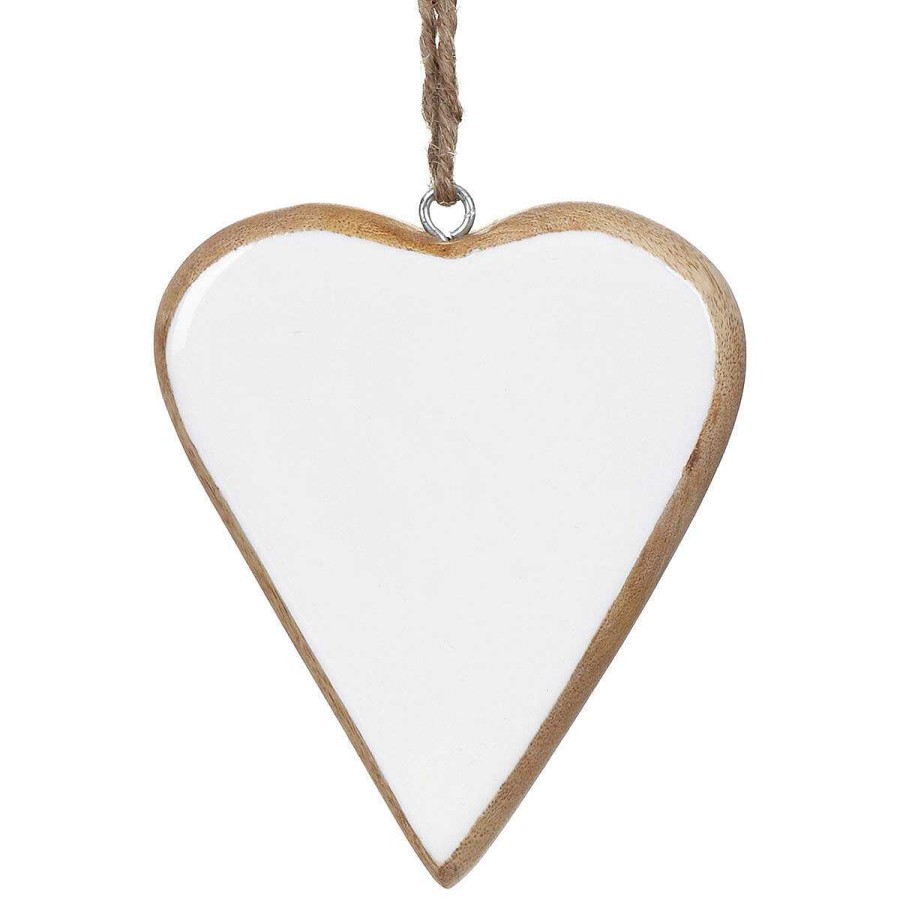 Wedding Decorations | Transomnia Transomnia White Enamelled Wooden Heart Decoration