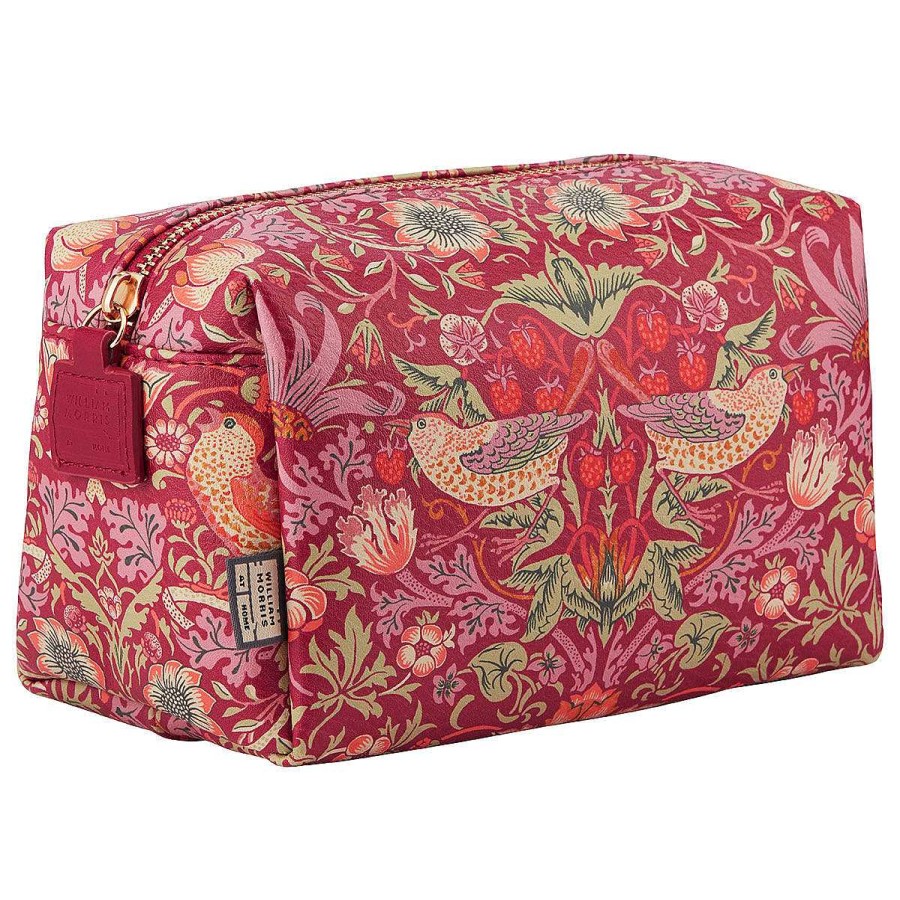 Make Up Bags | William Morris William Morris At Home Strawberry Thief Medium Raspberry Wash Bag