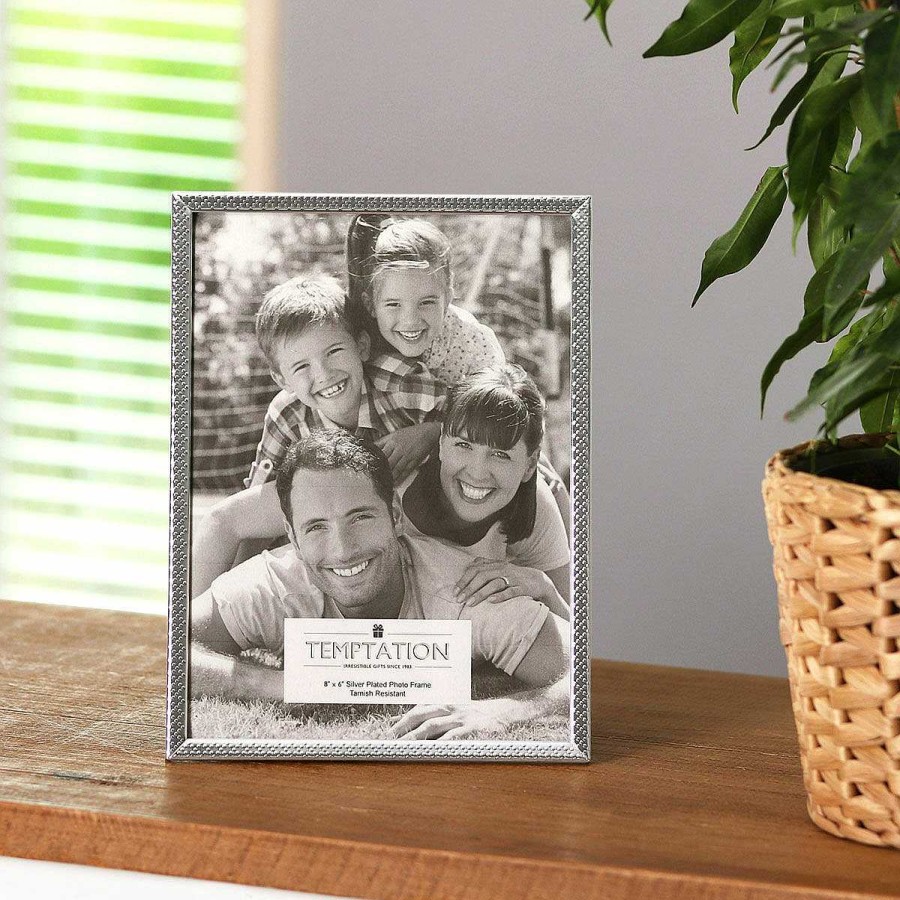 Photo Frames | Temptation Temptation Silver-Plated Narrow Edge Bobble Photo Frame 6X8