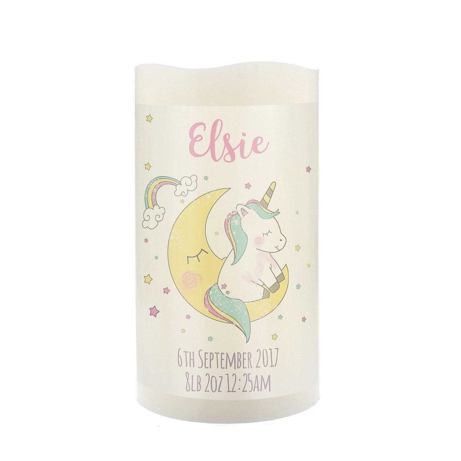 Personalised / Experience | Temptation Gifts Personalised Baby Unicorn Led Candle