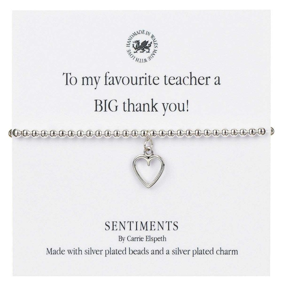 Keepsake Gifts | Carrie Elspeth Carrie Elspeth 'To My Favourite Teacher Big Thank You' Sentiment Bracelet