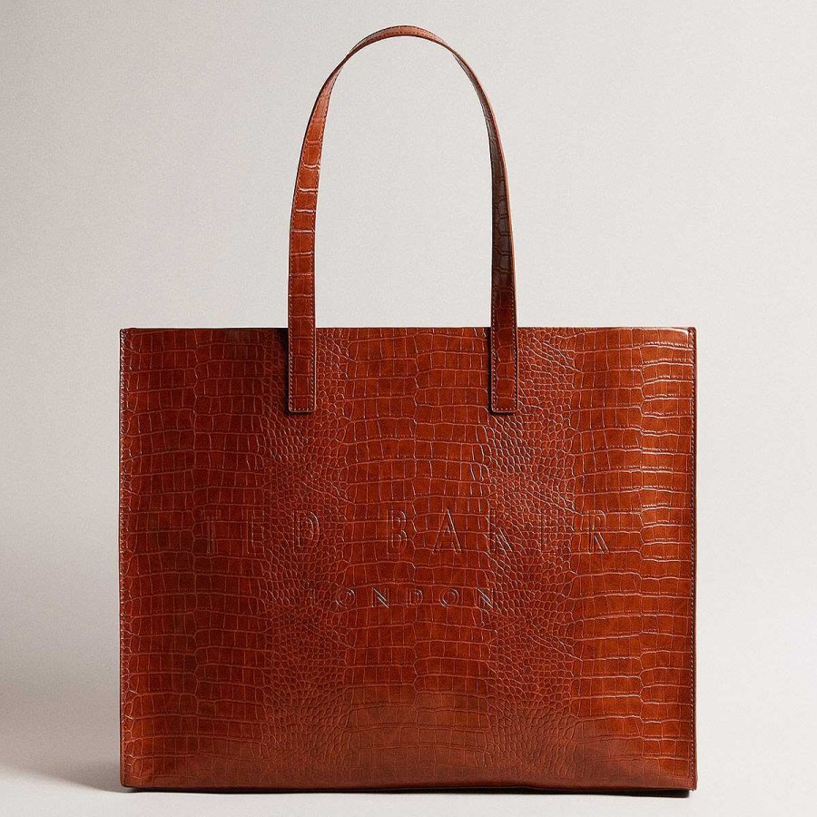 New In | Ted Baker Ted Baker Allicon Icon Extra Large Tan Croc Bag