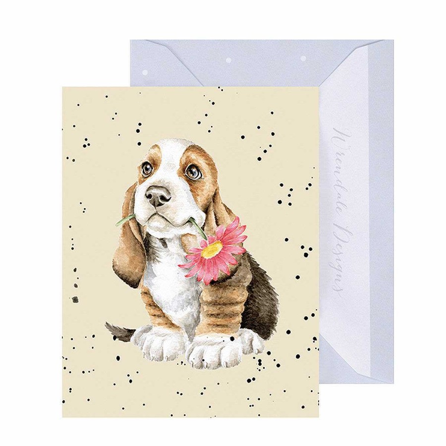 Mini Cards | Wrendale Wrendale 'Just For You' Basset Hound 9Cm Mini Card