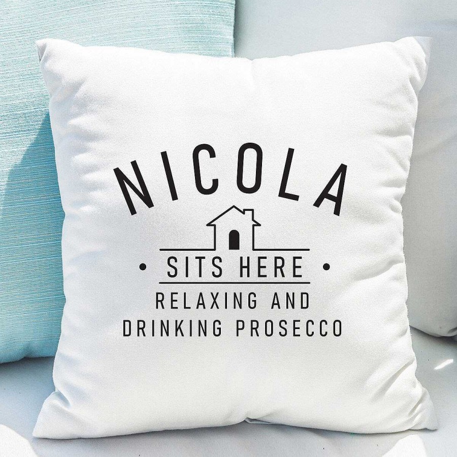 Soft Furnishings | Temptation Gifts Personalised Sits Here Cushion