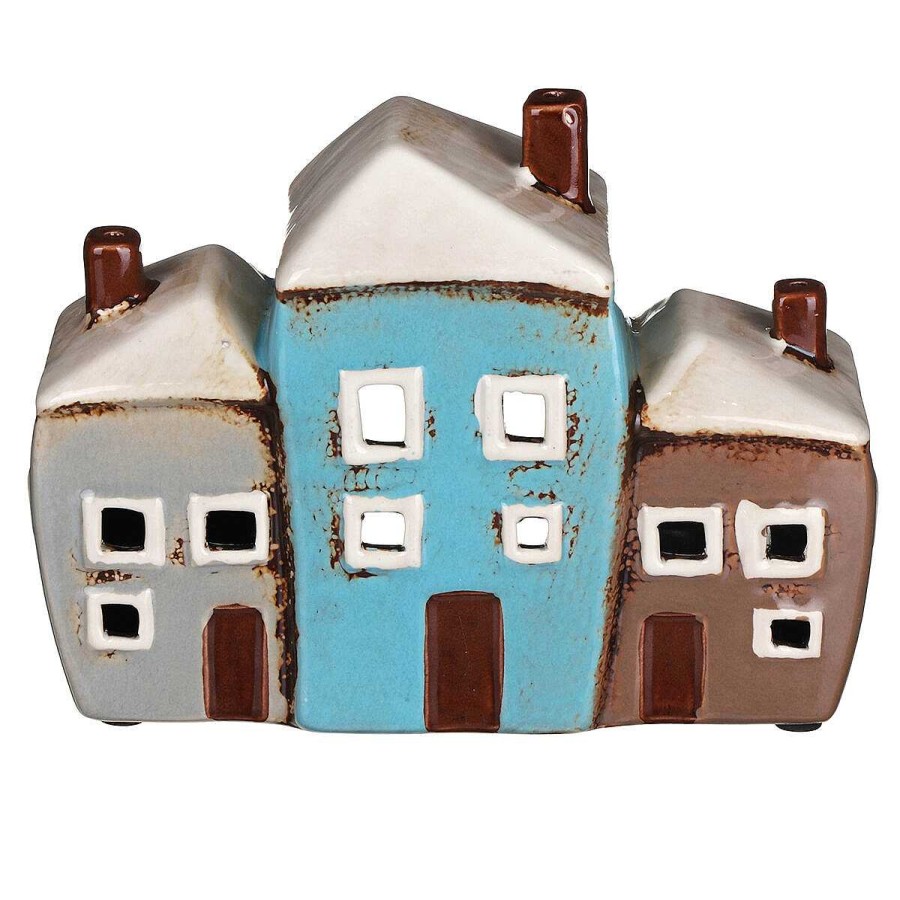 Candle Accessories | Village Pottery Village Pottery Multi Three House Tealight Holder