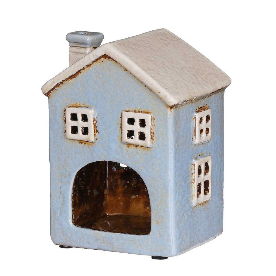 Candle Accessories | Village Pottery Village Pottery Small Light Blue Heart House Tealight Holder