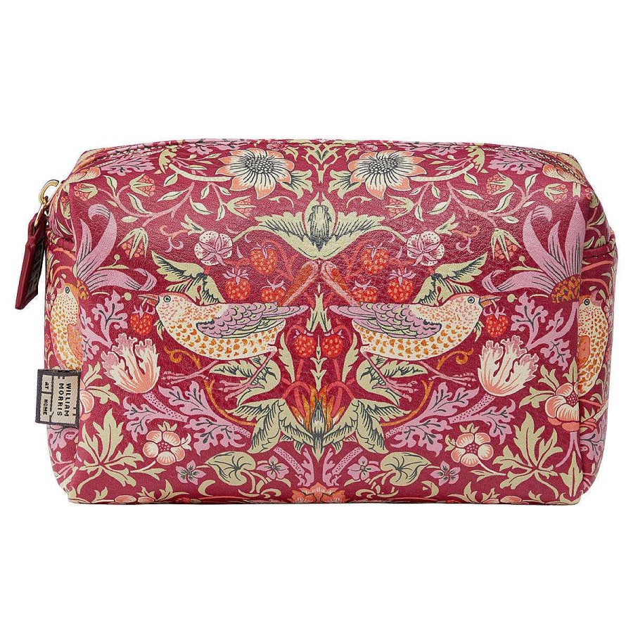 Make Up Bags | William Morris William Morris At Home Strawberry Thief Medium Raspberry Wash Bag