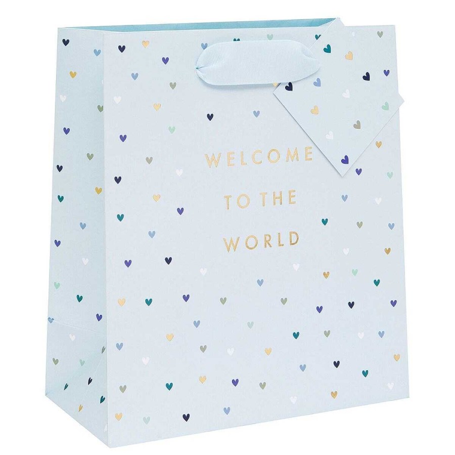 Gift Wrap | Glick Glick 'Welcome To The World' Blue Medium Gift Bag