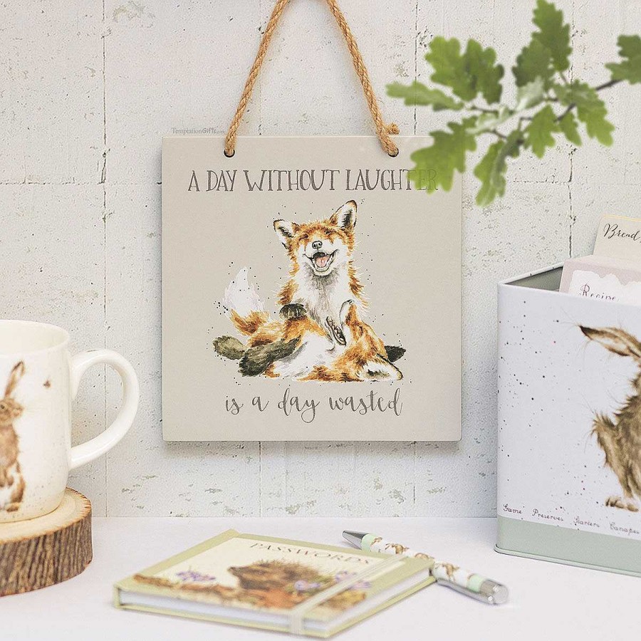 Plaques & Signs | Wrendale Wrendale 'A Day Without Laughter' Fox Wooden Plaque