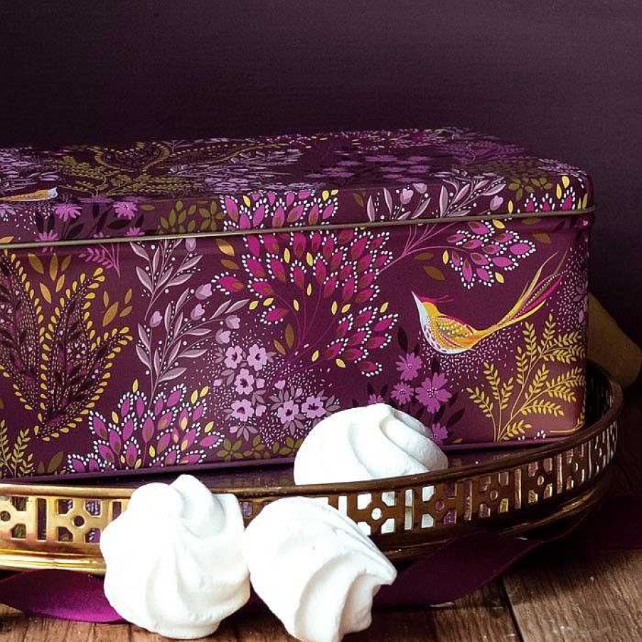 Storage Tins | Sara Miller Sara Miller Haveli Garden Plum Songbird Long Deep Rectangular Tin