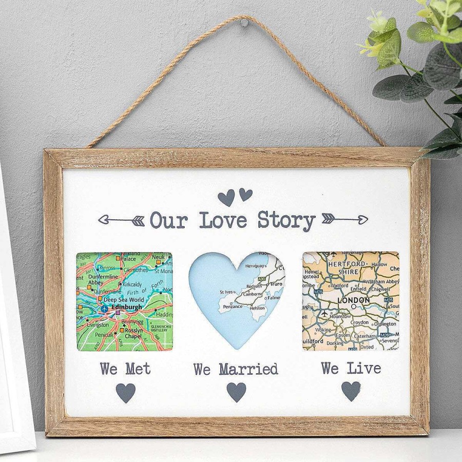 Photo Albums & Frames | Transomnia Transomnia 'Our Love Story' Triple Map Frame