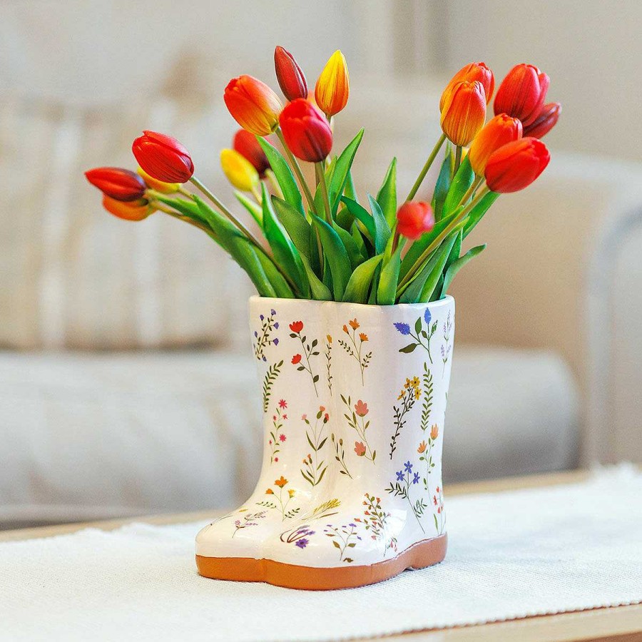 Flower Vases | Widdop & Co Widdop & Co The Cottage Garden Floral Wellies Small Ceramic Vase