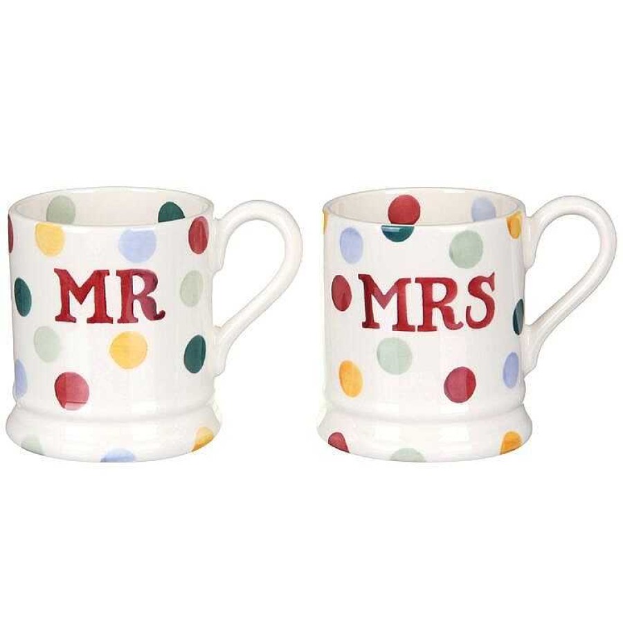 Mr & Mrs Gifts | Emma Bridgewater Emma Bridgewater Polka Dot Mr & Mrs Set Of 2 Half Pint Boxed Mugs