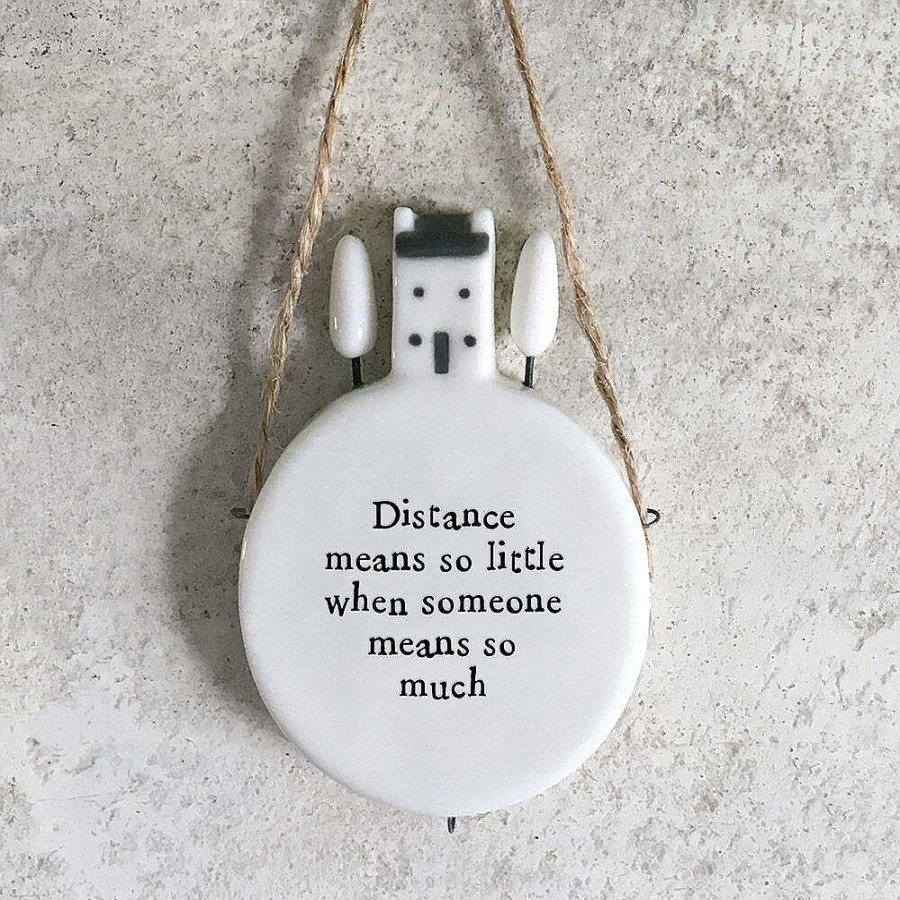 Plaques & Signs | East of India East Of India 'Distance Means So Little' Circle Porcelain Hanger