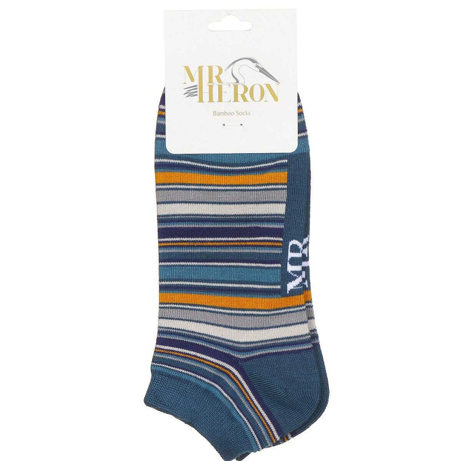 For Men | Mr Heron Mr Heron Denim Stripes Men'S Bamboo Trainer Socks