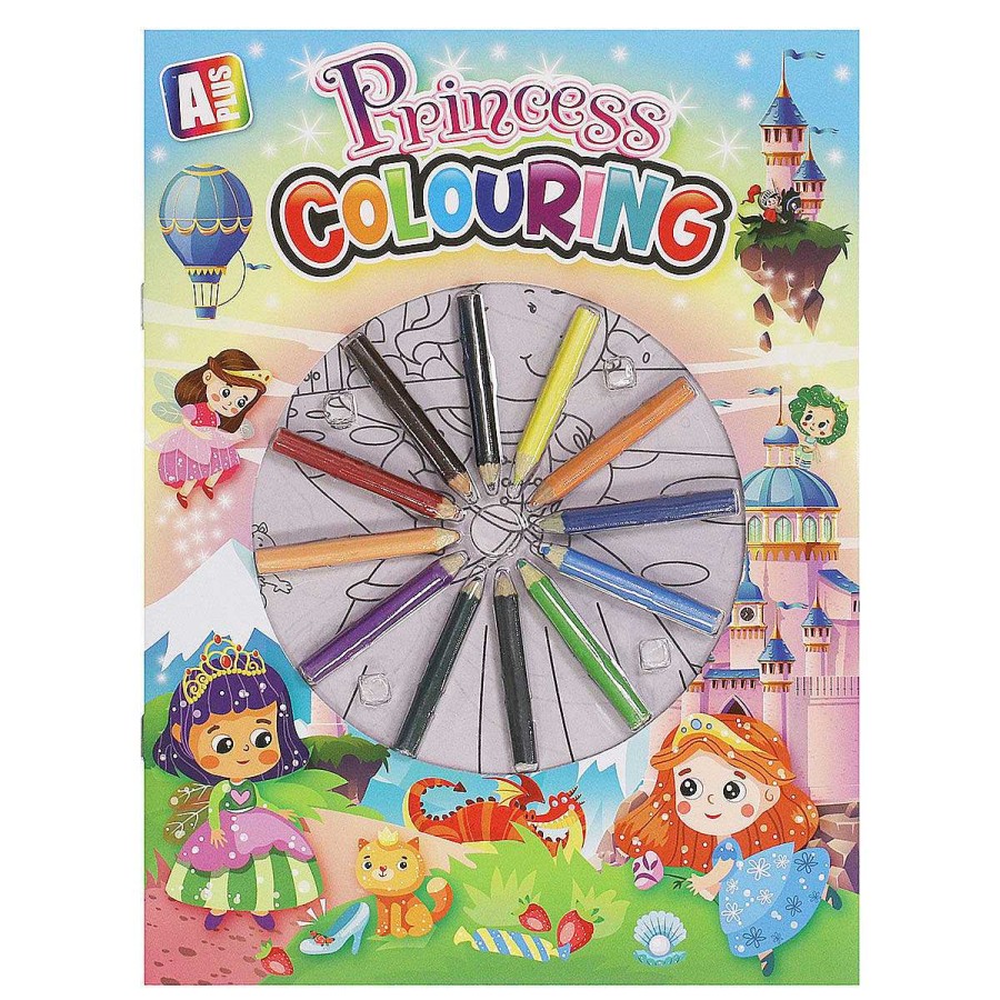 New In | Temptation Gifts Princess A4 Colouring Book Set With Twelve Pencils