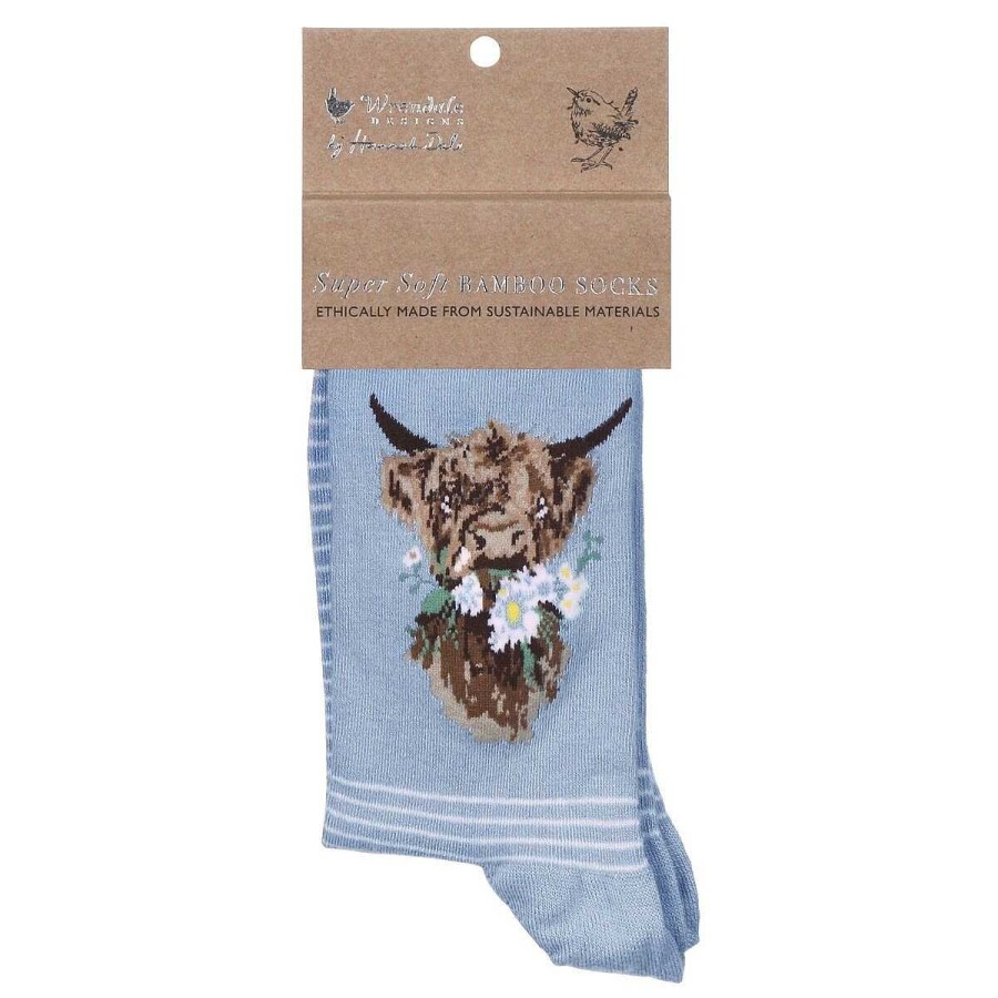 Socks | Wrendale Wrendale 'Daisy Coo' Blue Cow Women'S Bamboo Socks