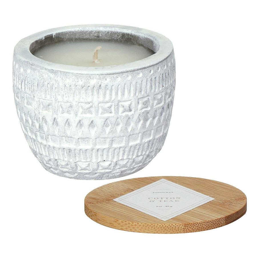 Ceramic Candles | Paddywax Paddywax Sonora 85G Cotton & Teak Concrete Soy Candle