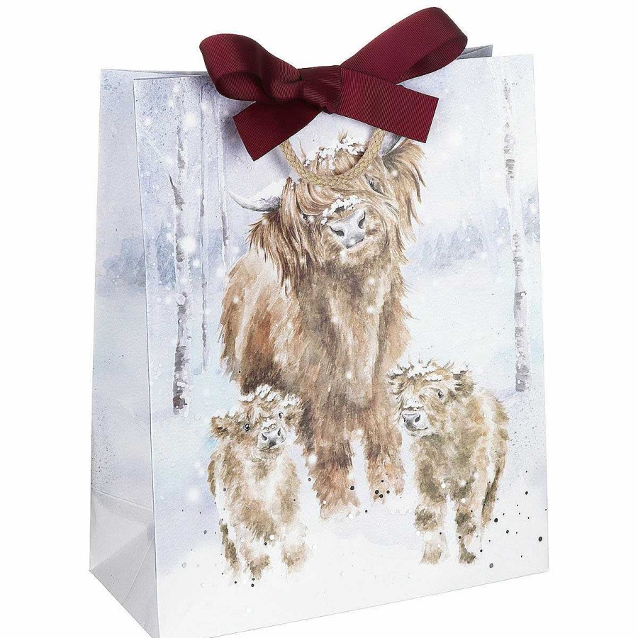 Large Gift Bags | Wrendale Wrendale 'A Highland Christmas' Cows Large Christmas Gift Bag