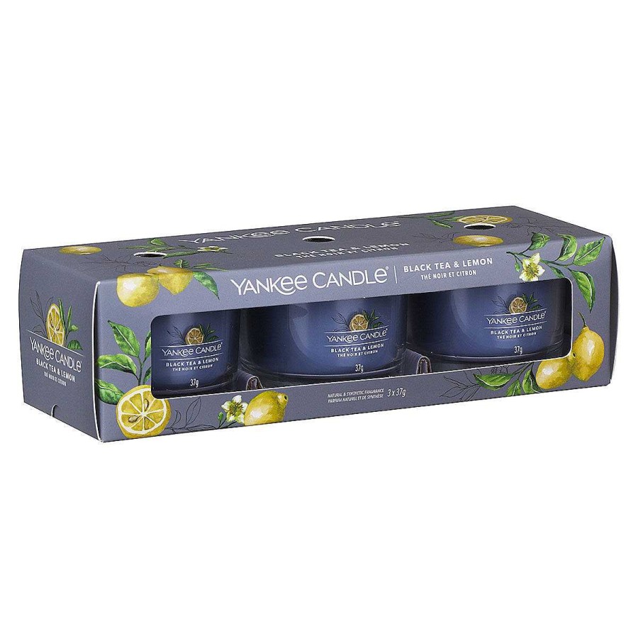 Aromatherapy | Yankee Candle Yankee Candle Black Tea & Lemon Set Of Three Signature Filled Votives