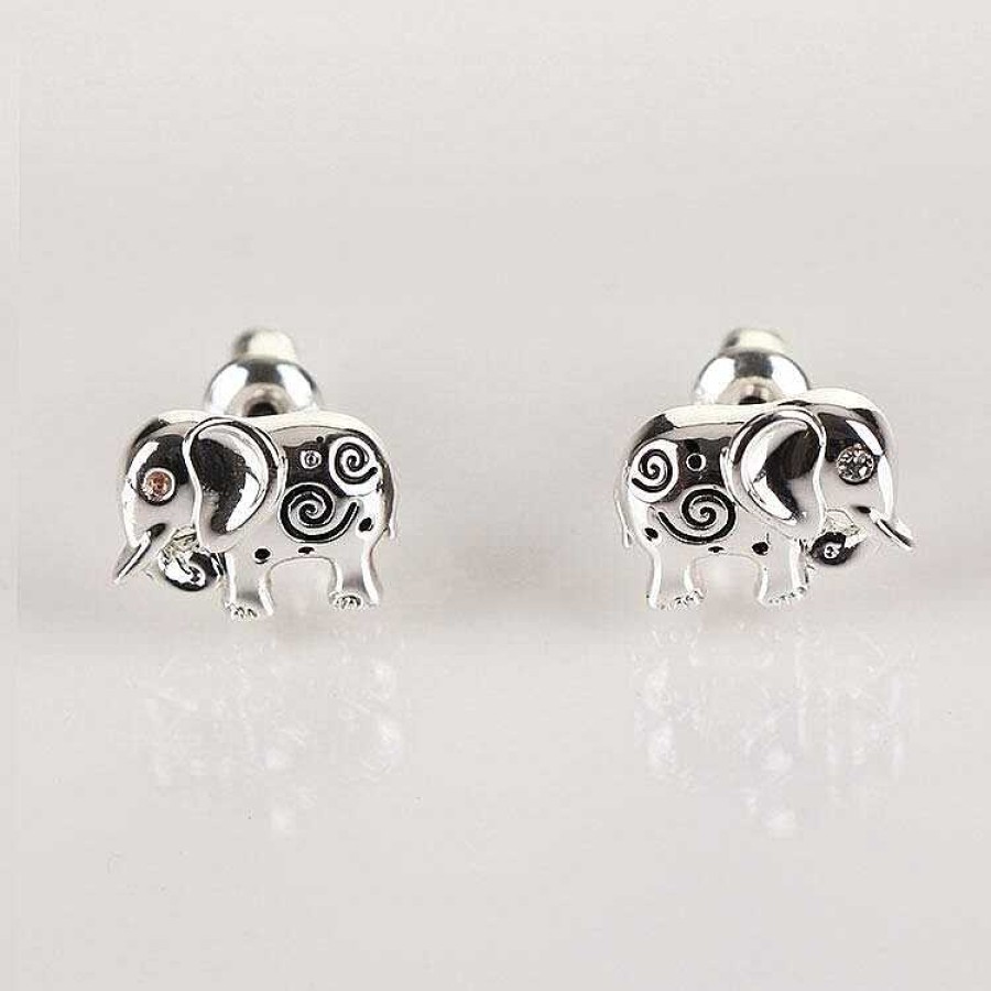 Earrings | Equilibrium Equilibrium Silver Swirly Elephant Earrings