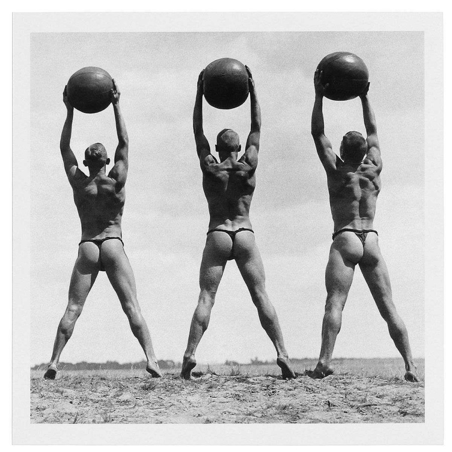 Photographic Cards | Temptation Gifts Holy Mackerel Black & White 'Line Of Men Exercising' Greetings Card