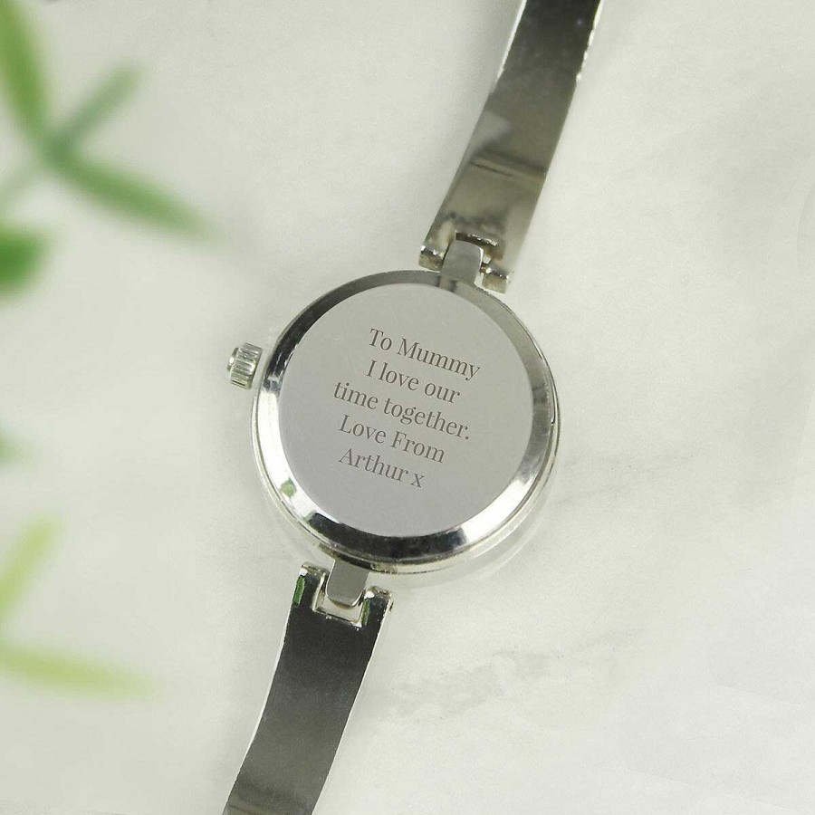 Watches | Temptation Gifts Personalised Silver Ladies Watch With Silver Slider Clasp