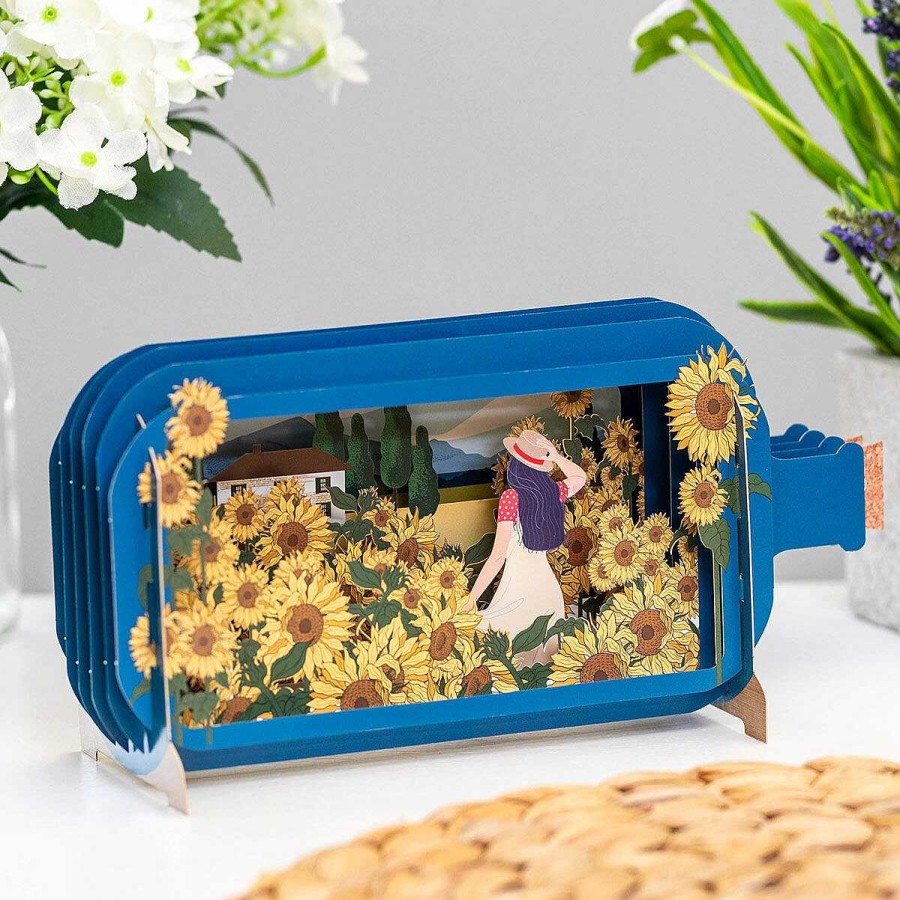 Floral Cards | Alljoy Design Alljoy Design Sunflowers And Girl Message In A Bottle Card