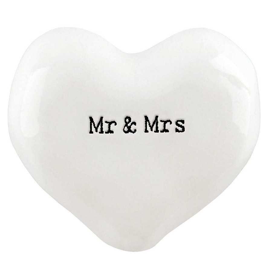 Gifts For Couples | East of India East Of India 'Mr & Mrs' White Heart Token