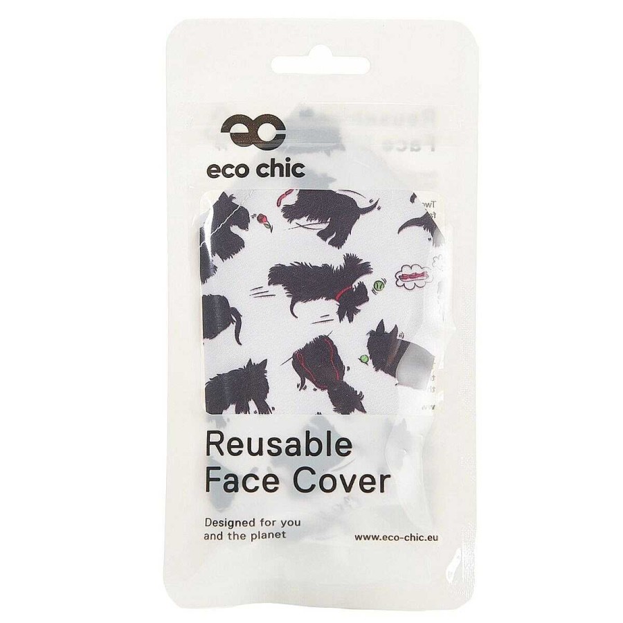 Face Coverings | Eco Chic Eco Chic White Scatty Scotty Dogs Recycled Face Cover