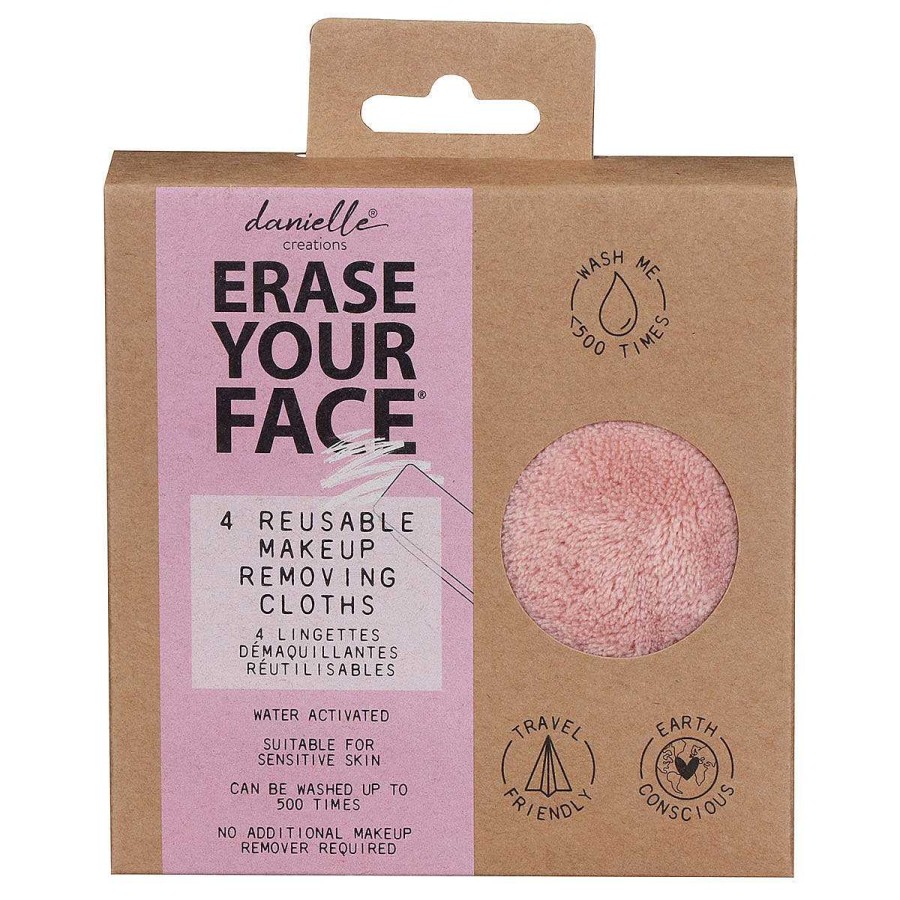 Beauty Accessories | Danielle Creations Danielle Creations Erase Your Face Pink Set Of 4 Reusable Makeup Removing Round Pads